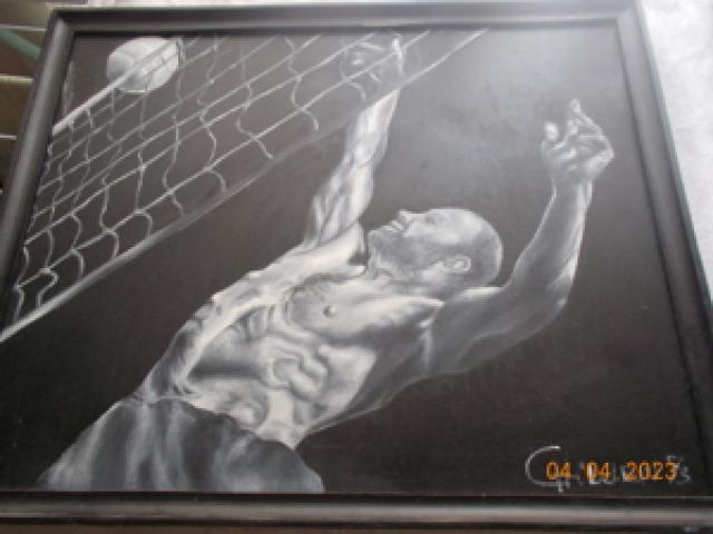 Bild auf Leinwand "Volleyballspieler" mit Keilrahmen 43x53 cm - 1